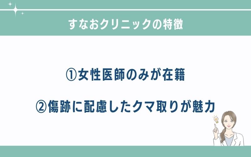 すなおクリニック京都のクマ取り・目の下のたるみ取りの施術特徴