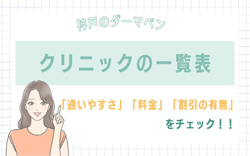 神戸のダーマペンクリニックの一覧表